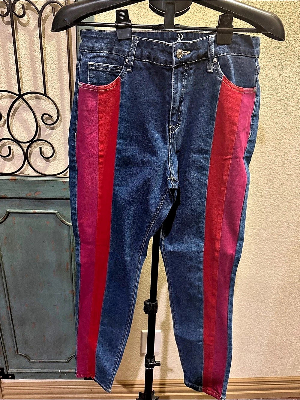 New York & Company Color Block Skinny Jeans